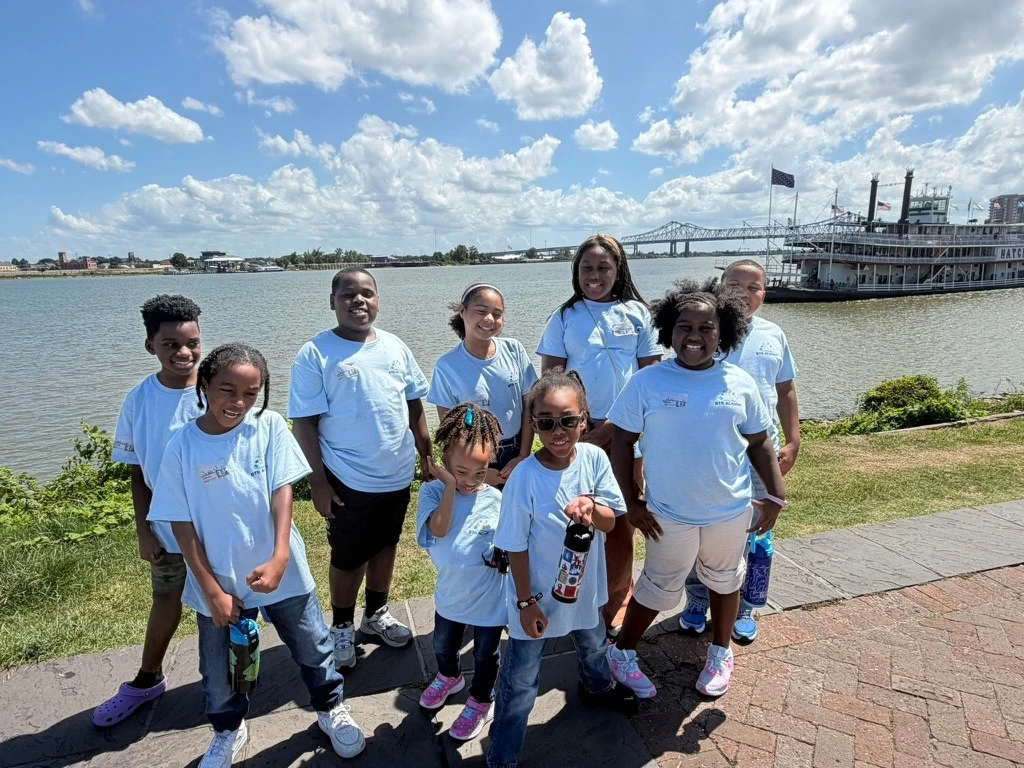 BTR Academy students on a riverside field trip